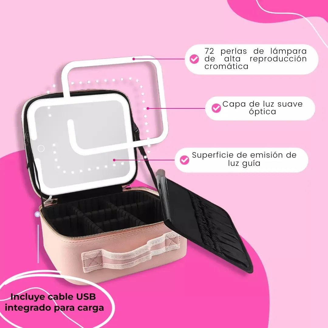 LumiBeauty Pro™ (cosmetiquero con espejo y luz led)