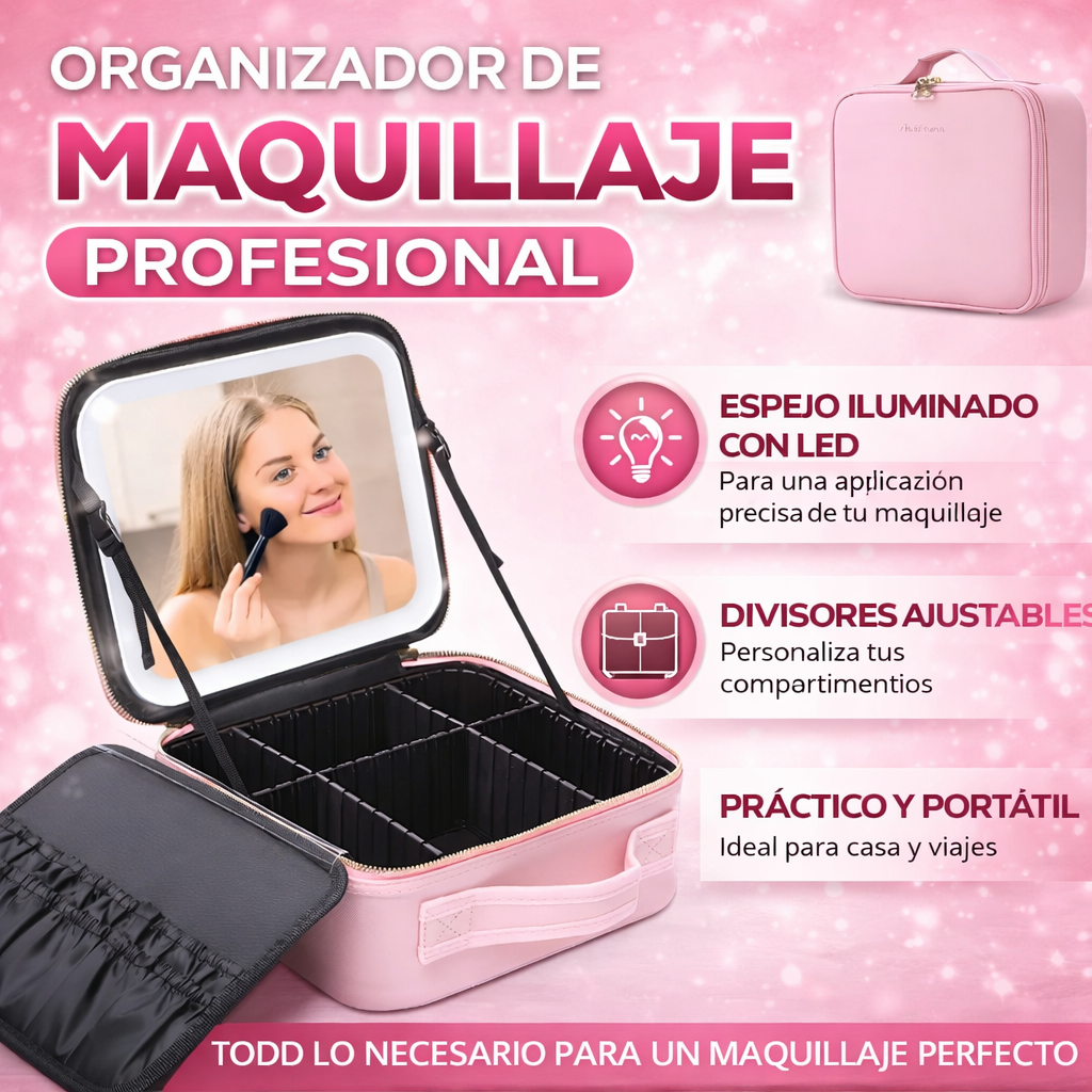 LumiBeauty Pro™ (cosmetiquero con espejo y luz led)